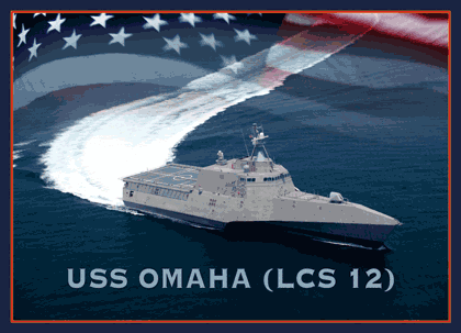 An artist rendering of the littoral combat ship USS Omaha (LCS 12). LCS 12 is the fourth Navy vessel to bear the name. U.S. Navy photo illustration by Stan Bailey